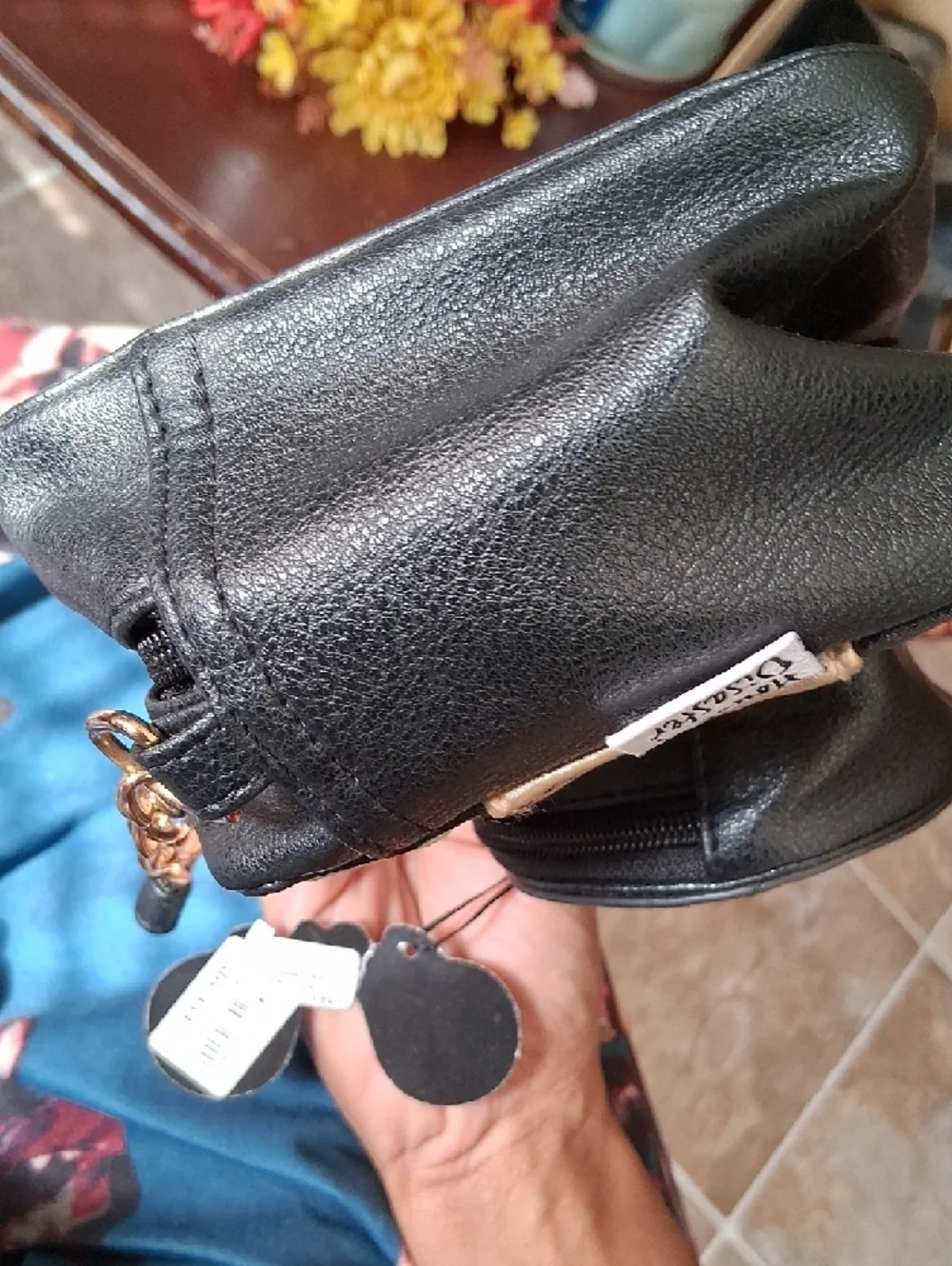 Mango Black Faux Leather Camera Crossbody Bag with Gold Zip Detail